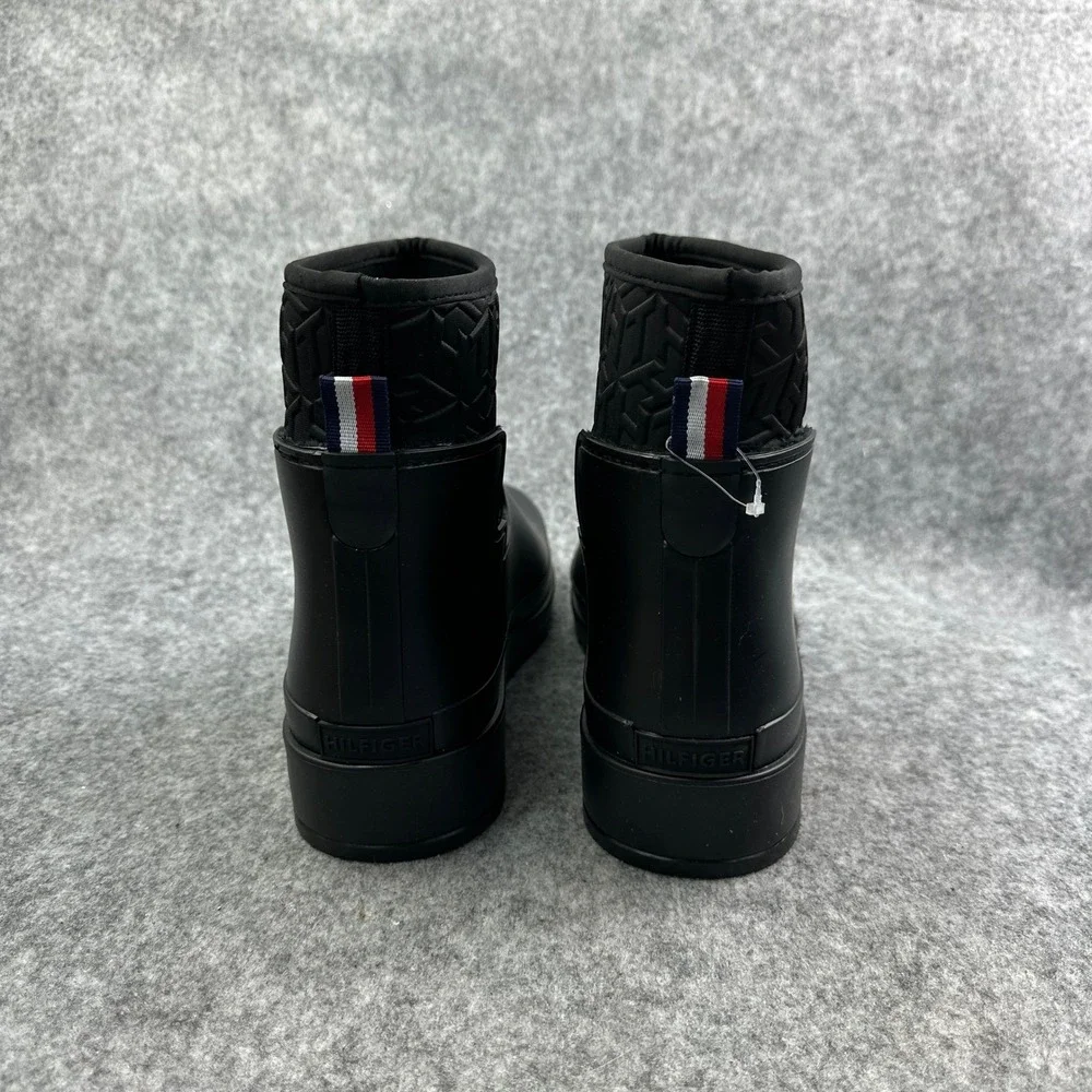 Tommy Hilfiger Benio Black Faux Fur Lined Rain Boots Womens 10M TWBENIO